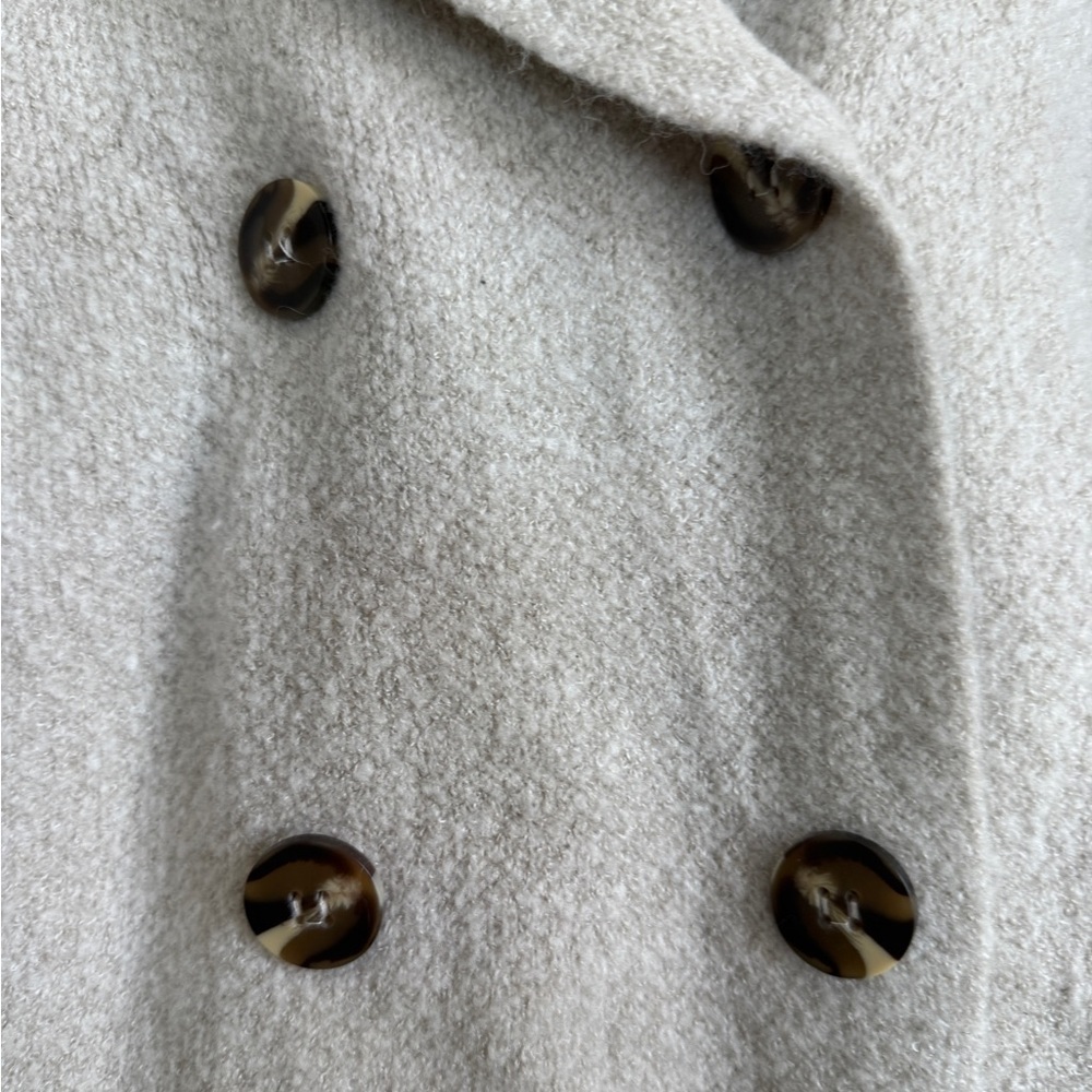 Zara Knit Double Breasted Blazer Sweater Coat Jacket Hooded Oatmeal Beige Small - Picture 6 of 11